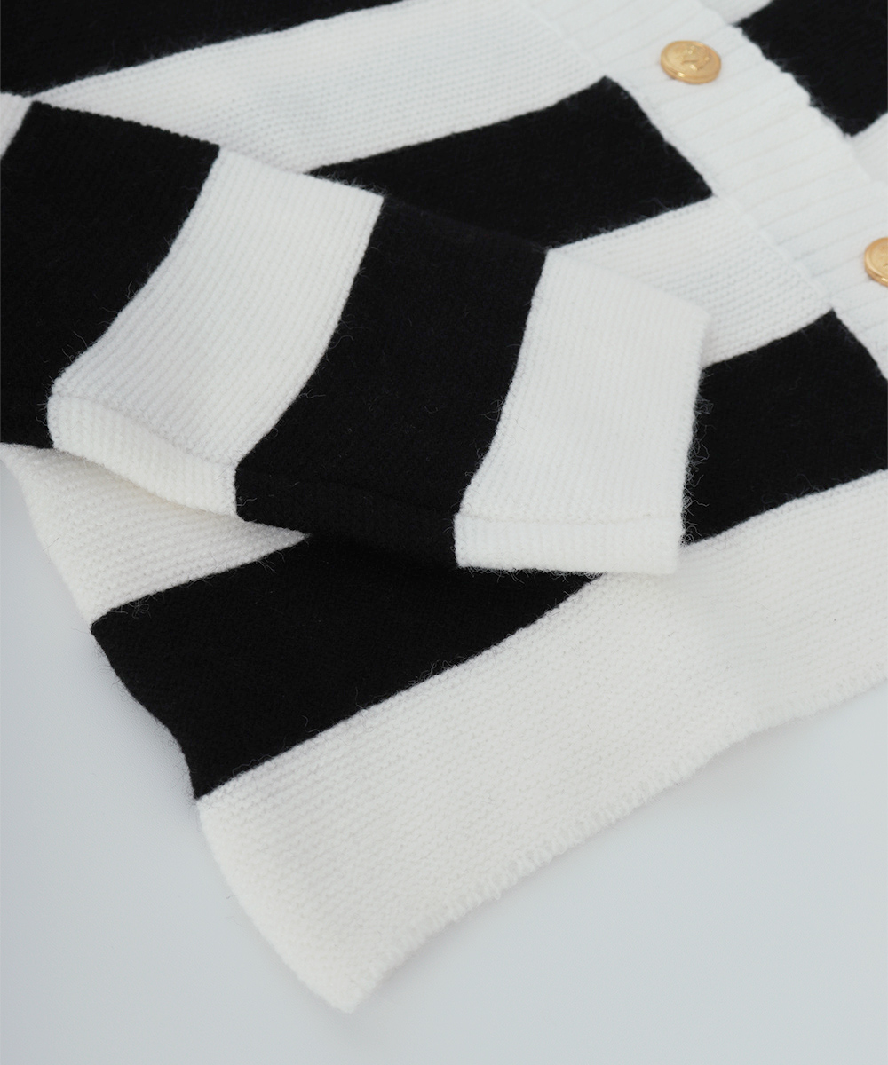 ボーダー服 ボーダー柄ニットカーディガン長袖体型カバー