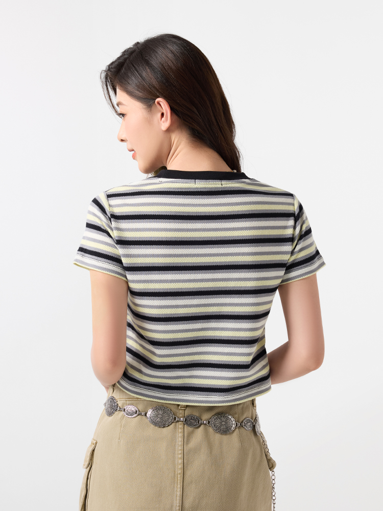 ボーダー服 さわやかショート丈ボーダーティー