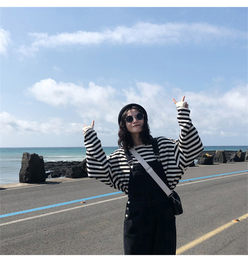 ボーダー服 レディース ボーダー 長袖 プルオーバー カットソー 黒白