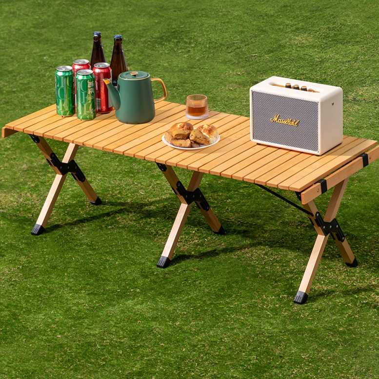 防災グッズ 折りたたみ式木製アウトドアテーブル