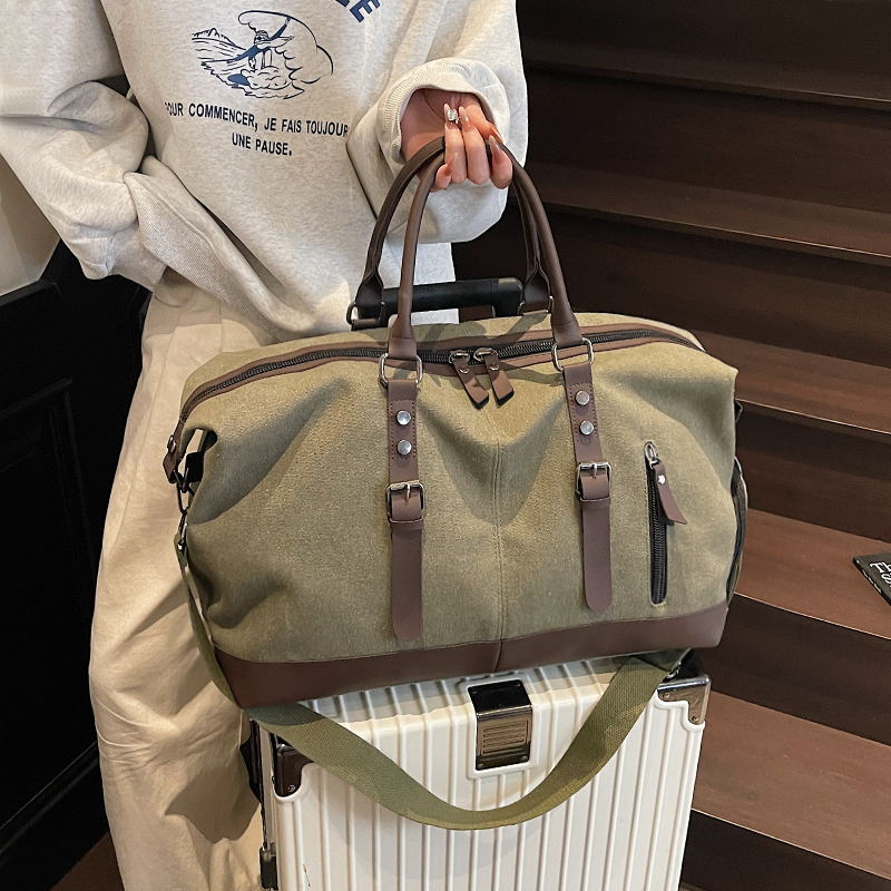 ボストンバッグ 上質キャンバス 本革使い 旅行バッグ 3色展開