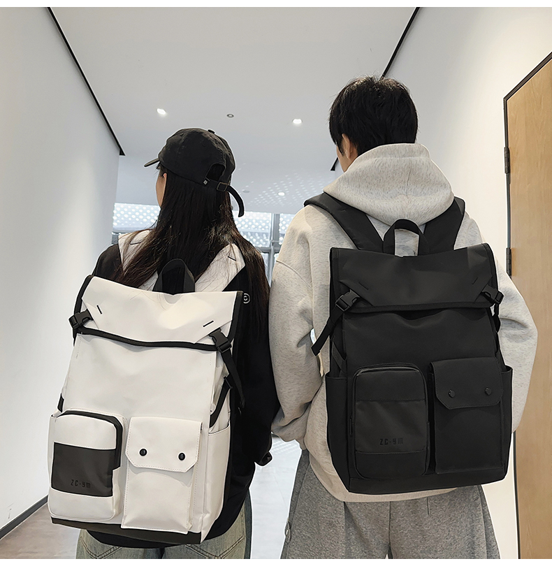 多機能フラップリュック 大容量 2色展開 ブラック/ホワイト