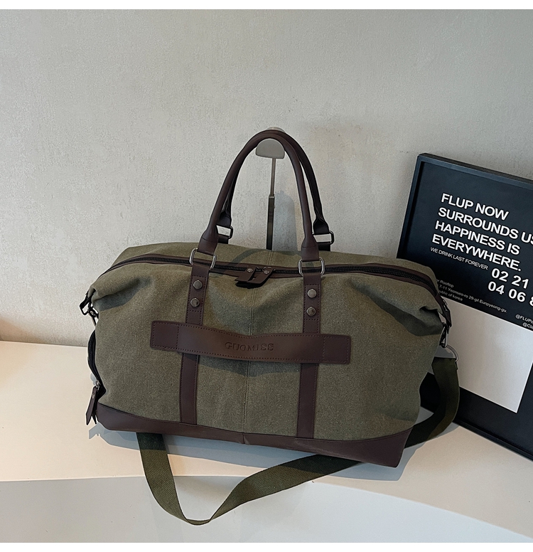 ボストンバッグ 上質キャンバス 本革使い 旅行バッグ 3色展開
