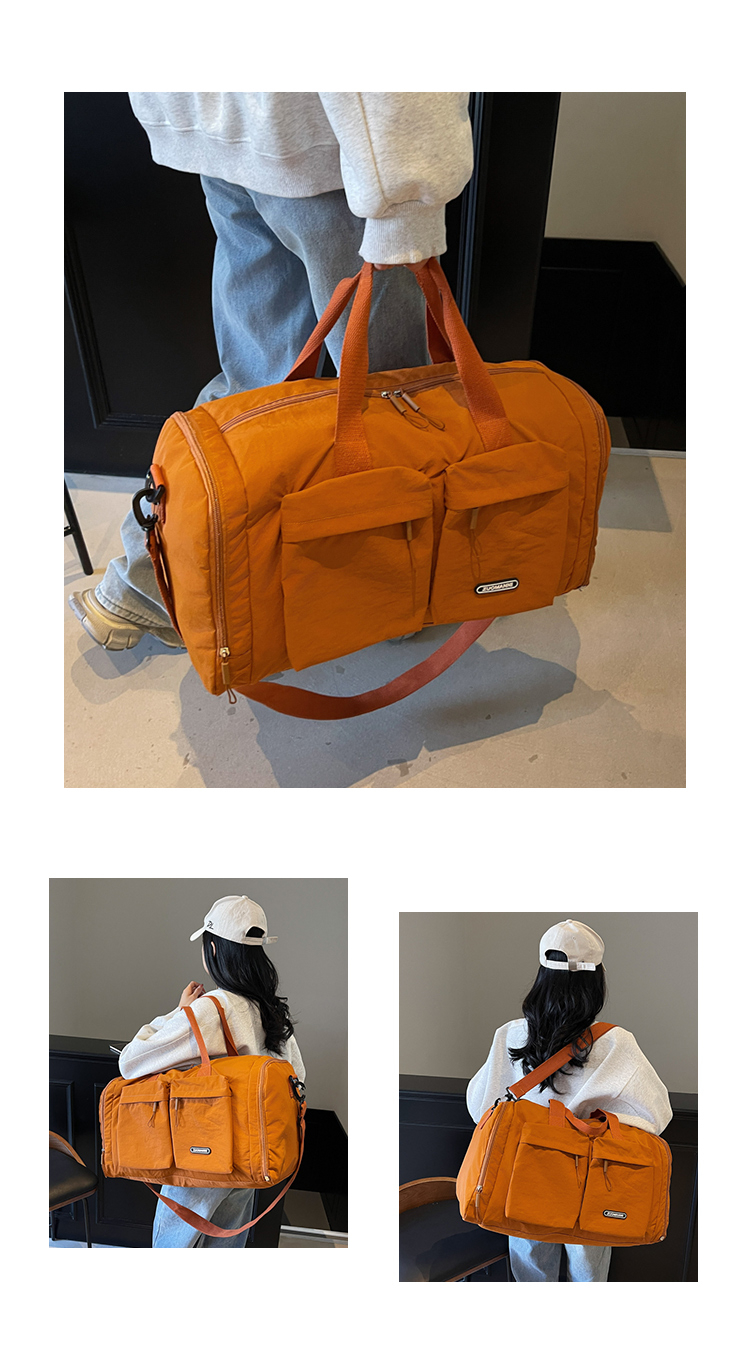 多機能ポケット付き 大容量 旅行ボストン 5色展開