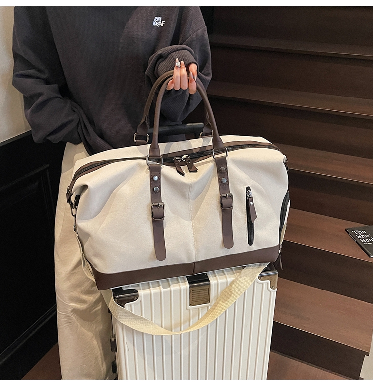 ボストンバッグ 上質キャンバス 本革使い 旅行バッグ 3色展開