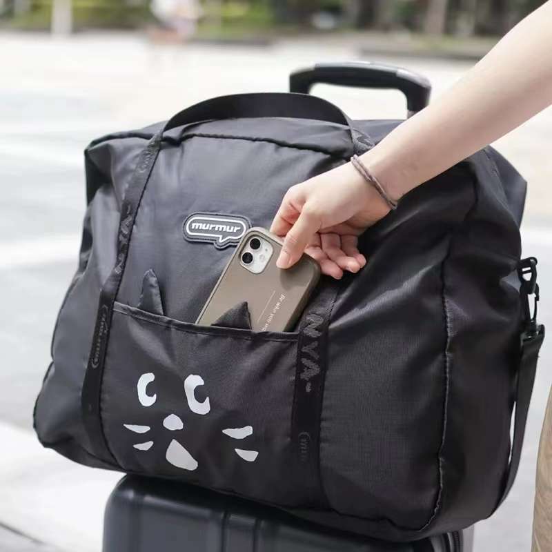 【在庫切れ】ボストンバッグ 大容量ねこ顔デザイン旅行バッグ 35L