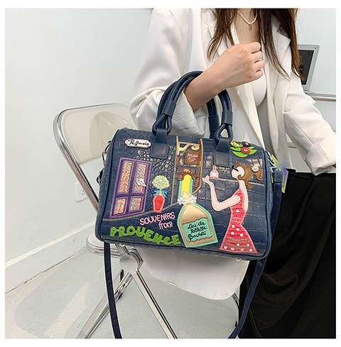 プロヴァンス刺繍デザインボストンバッグ
