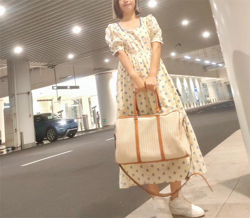 ボストンバッグ 職人編み込みリゾート旅行バッグ