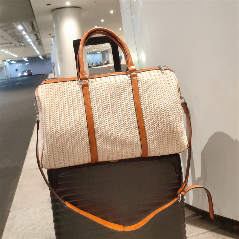 ボストンバッグ 職人編み込みリゾート旅行バッグ