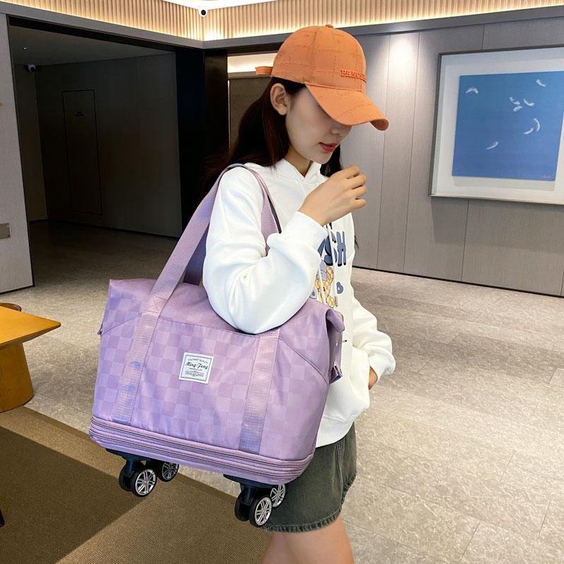 ボストンバッグ 市松模様キャリーボストン