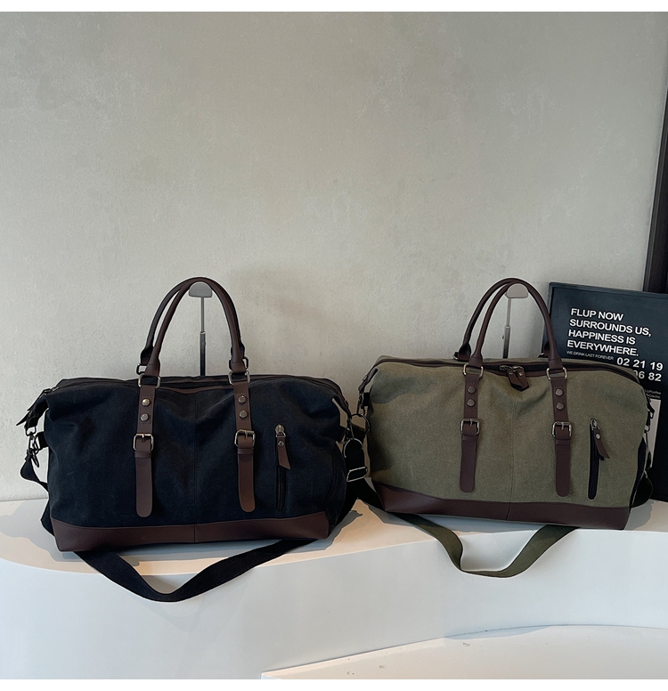 ボストンバッグ 上質キャンバス 本革使い 旅行バッグ 3色展開