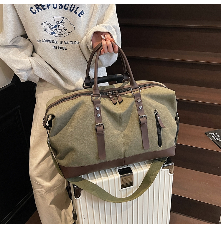 ボストンバッグ 上質キャンバス 本革使い 旅行バッグ 3色展開