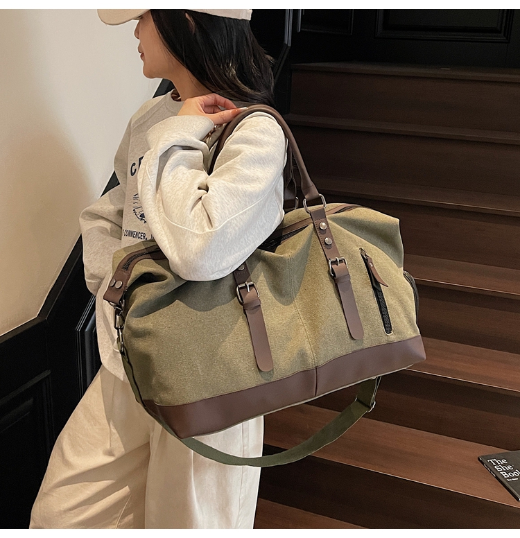 ボストンバッグ 上質キャンバス 本革使い 旅行バッグ 3色展開