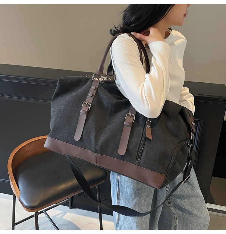 ボストンバッグ 上質キャンバス 本革使い 旅行バッグ 3色展開