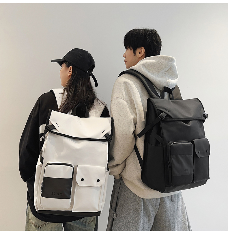多機能フラップリュック 大容量 2色展開 ブラック/ホワイト
