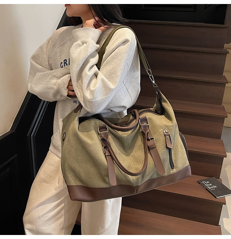 ボストンバッグ 上質キャンバス 本革使い 旅行バッグ 3色展開