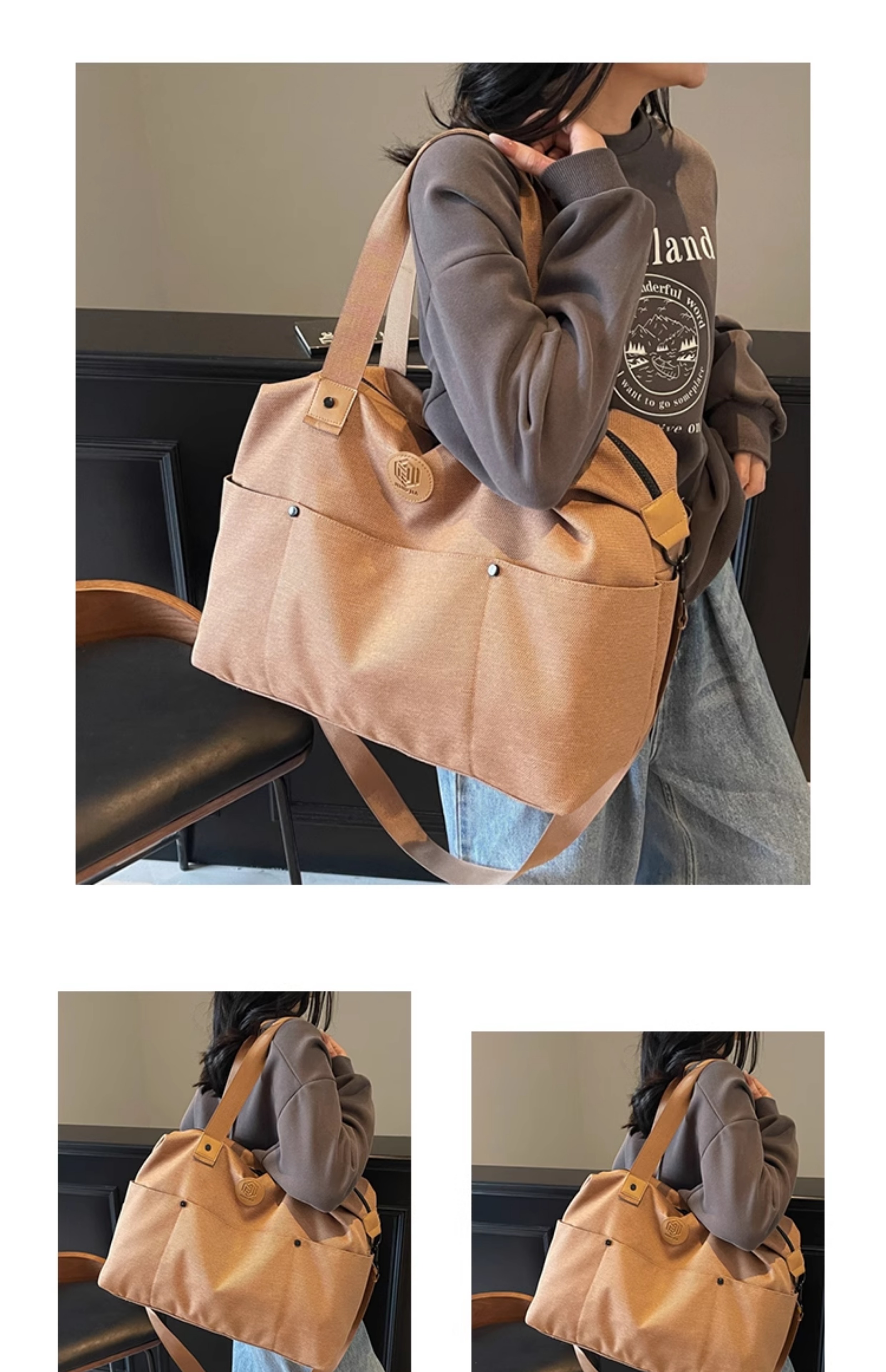 ボストンバッグ シンプル 2WAY キャンバス 旅行バッグ