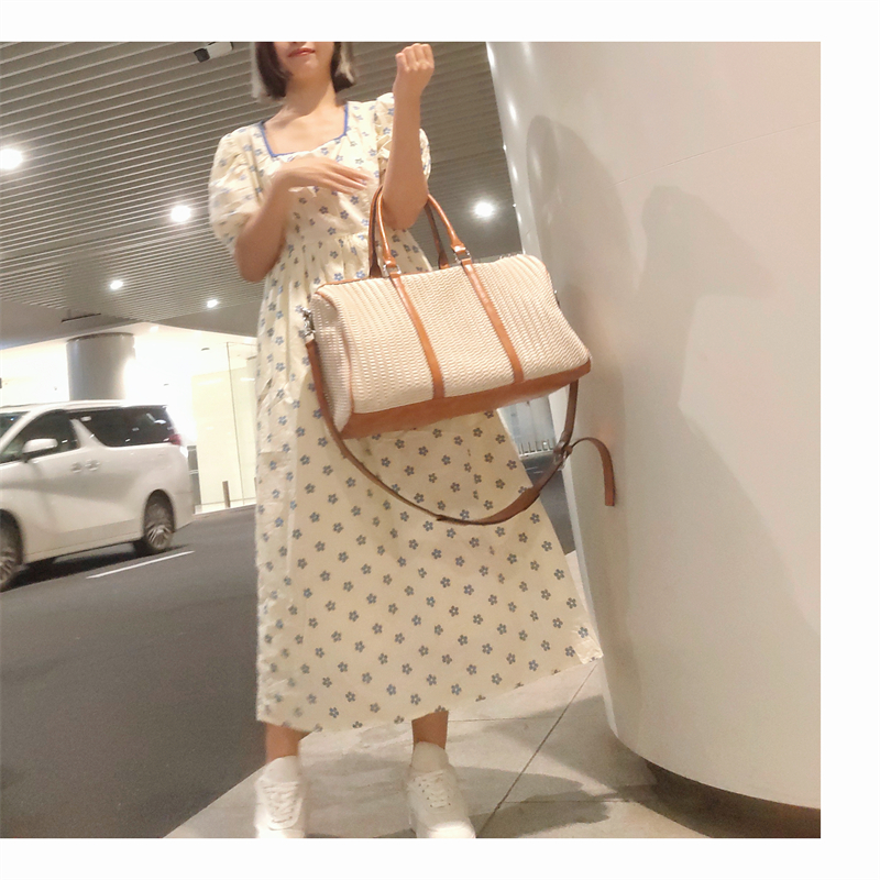 ボストンバッグ 職人編み込みリゾート旅行バッグ