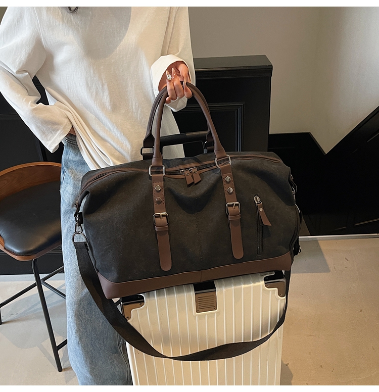 ボストンバッグ 上質キャンバス 本革使い 旅行バッグ 3色展開