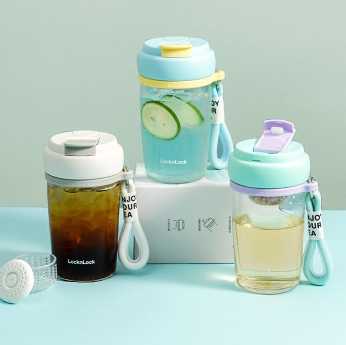 水筒 磁石茶こし付きガラス製直飲み水筒550ミリリットル