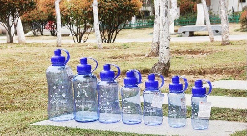 ガラス製 大容量スポーツ水筒 持ち手付き広口ボトル