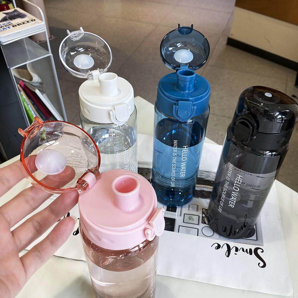 水筒 跳ね上げ式蓋付き透明プラスチック製水筒
