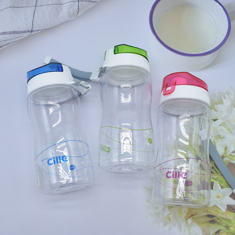 水筒 持ち運び便利なワンタッチ蓋付きプラスチック水筒