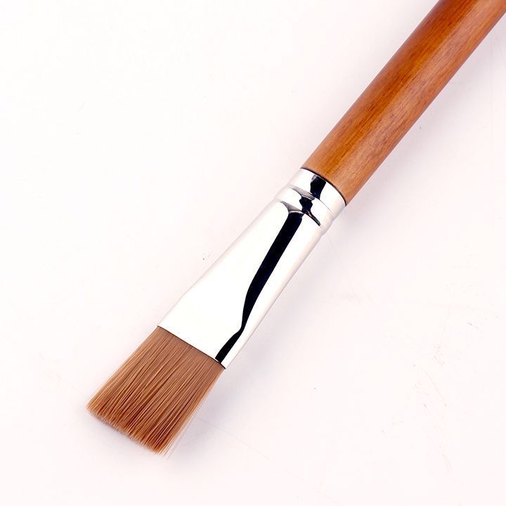 メイクブラシ 木製ハンドル平筆ファンデーション用ブラシ