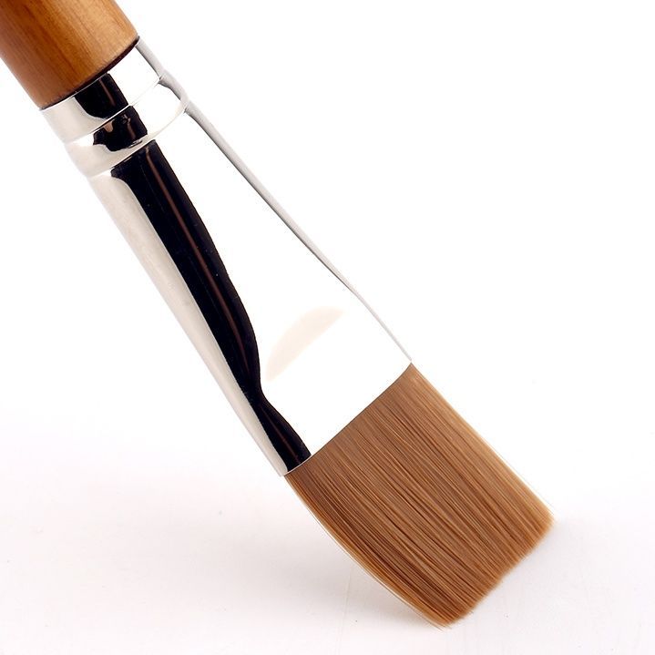 メイクブラシ 木製ハンドル平筆ファンデーション用ブラシ
