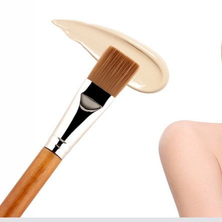 メイクブラシ 木製ハンドル平筆ファンデーション用ブラシ