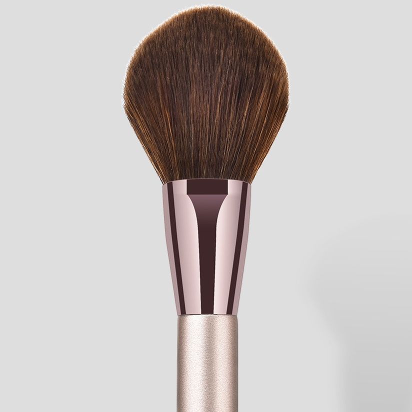 メイクブラシ 高級天然毛使用の丸型チークブラシ