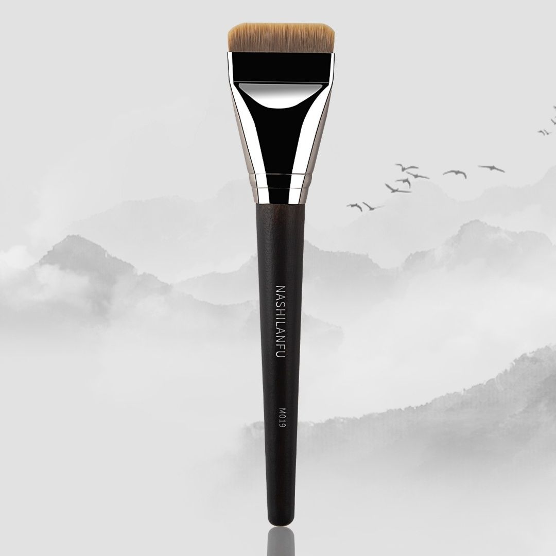 メイクブラシ プロ仕様平型ファンデーションブラシ