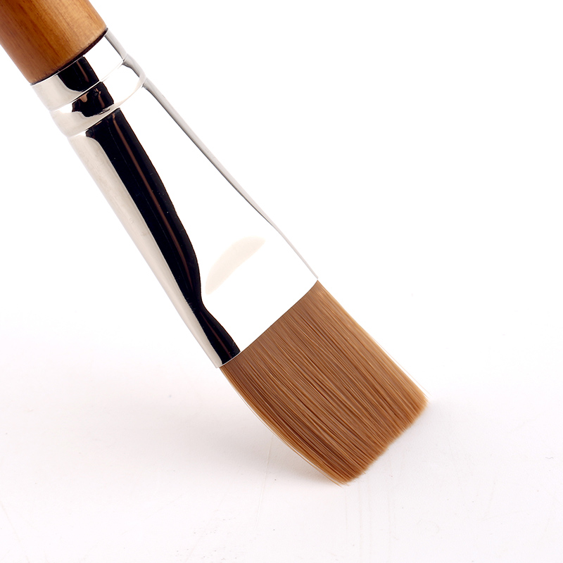 メイクブラシ プロ仕様木製ハンドル平筆コンシーラー専用ブラシ