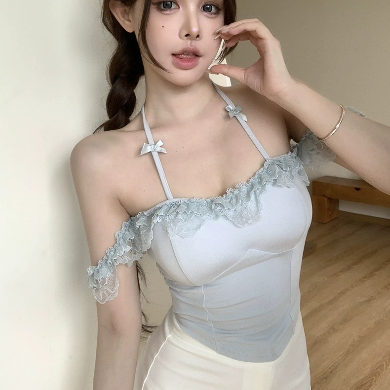 姫風レース飾りホルターブラトップ