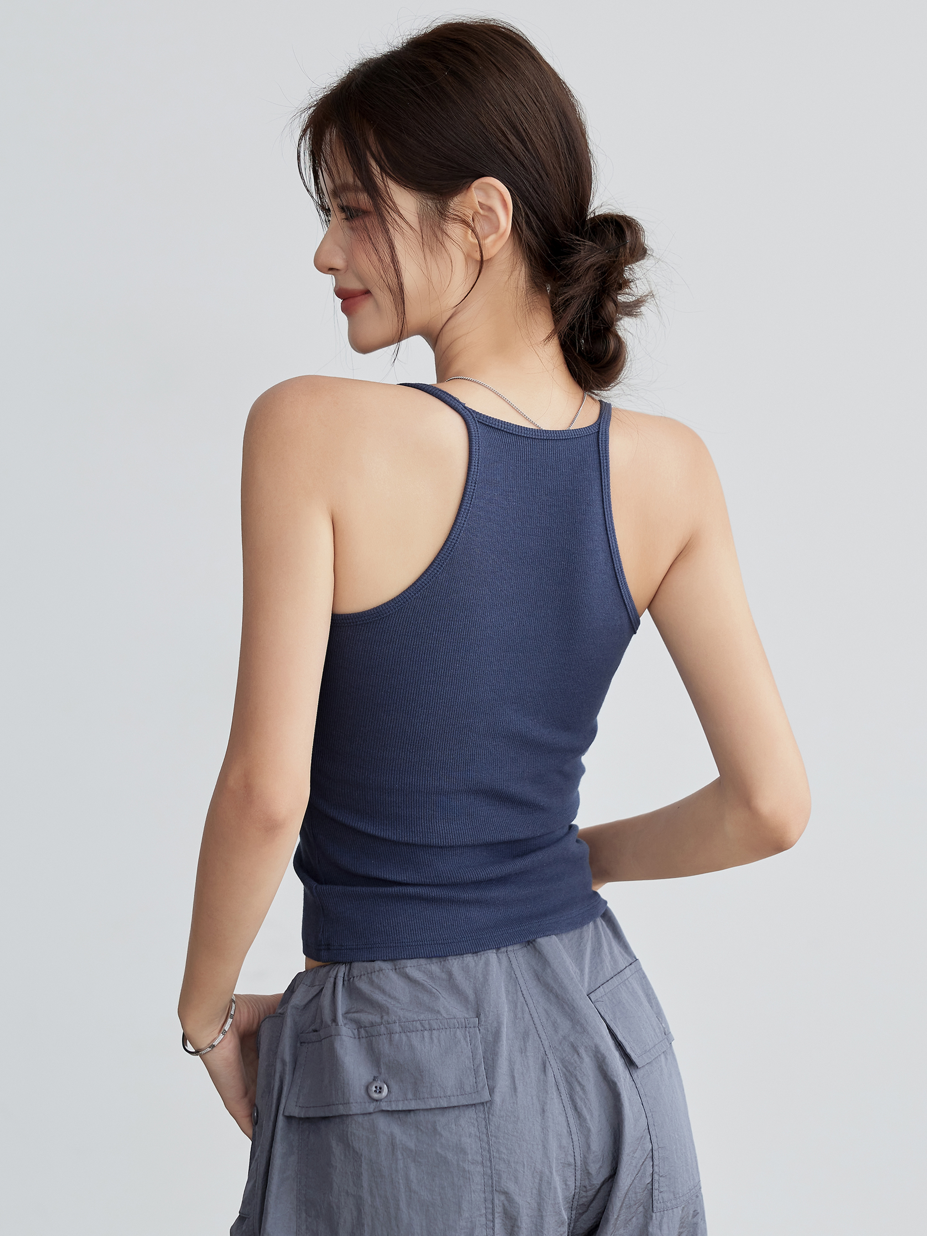 ブラトップ 美シルエット リブ編みブラトップ