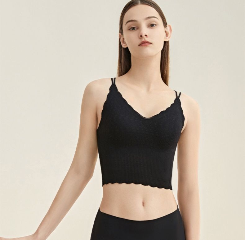 ブラトップ 波縁リブ編みブラトップタンクトップ