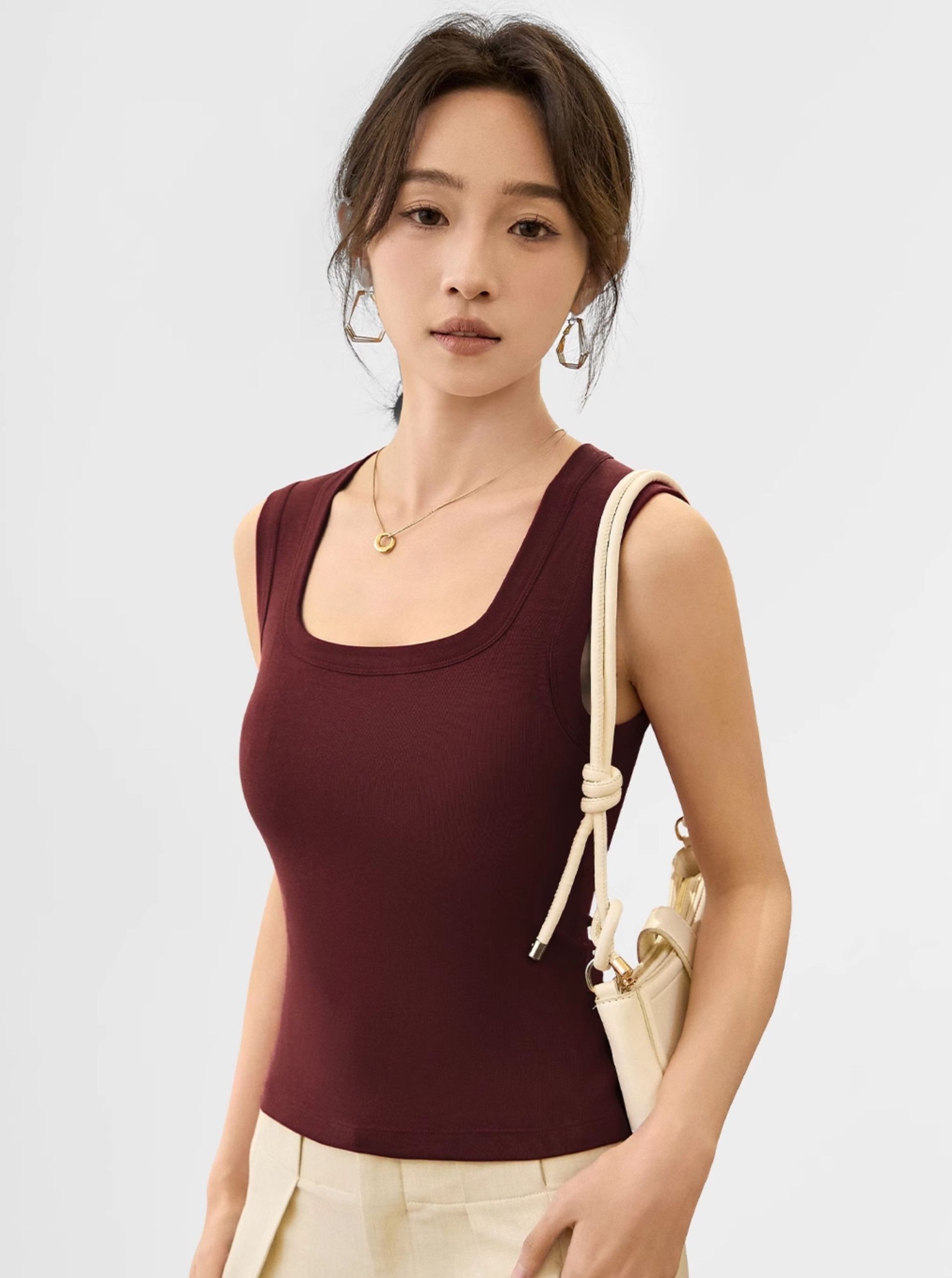 ブラトップ スクエアネック 美シルエットブラトップ