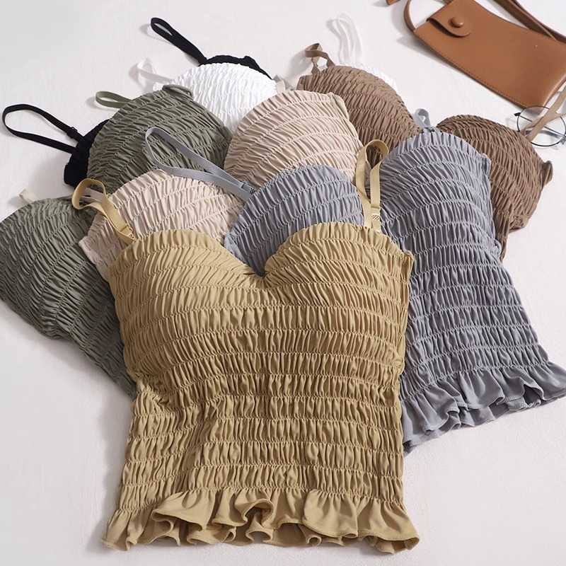 シャーリング加工 ギャザーブラトップ