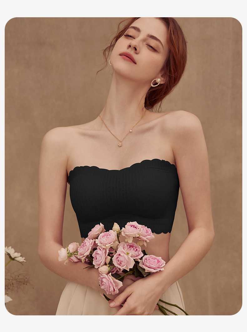 スカラップ裾 ホルターネックブラトップ