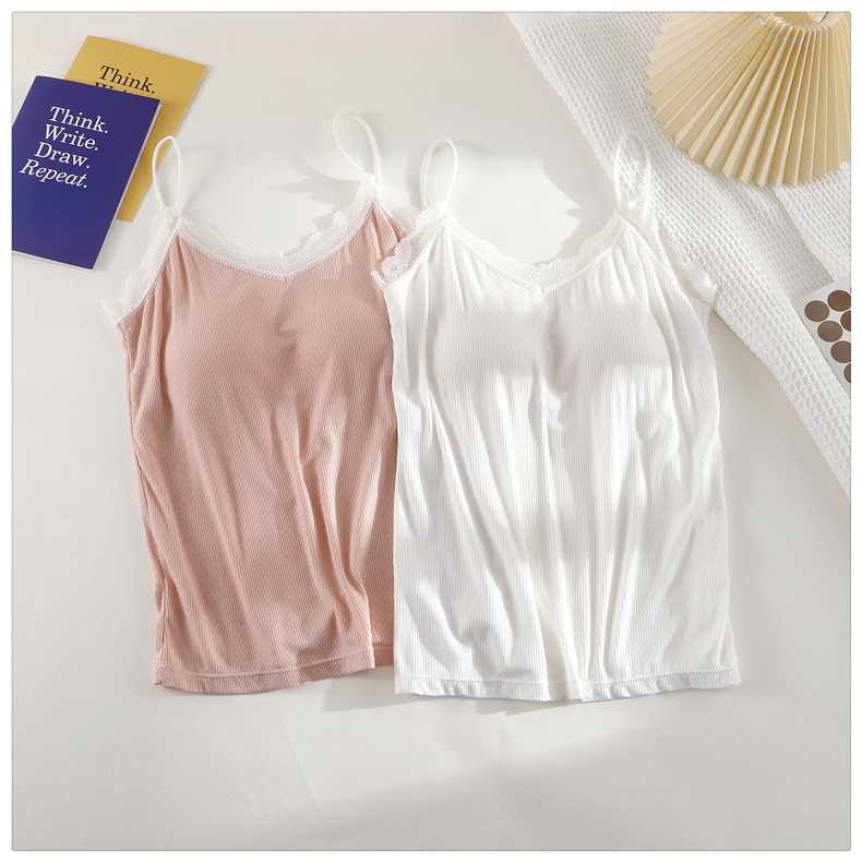 やさしい肌あたりレース飾りブラトップ