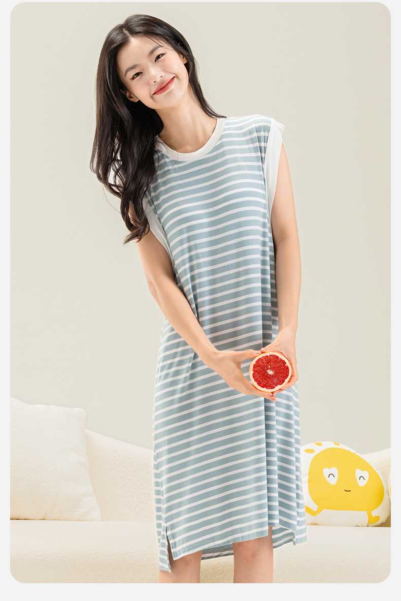 ブラトップ ゆったりストライプ柄ワンピース