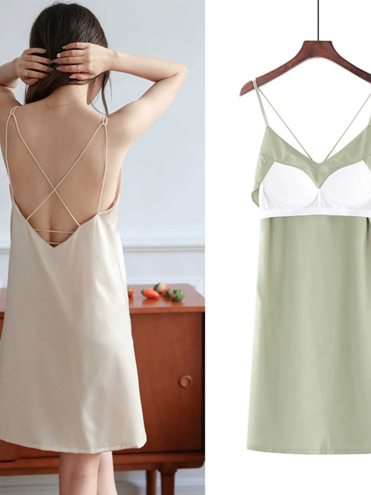 ブラトップ 背中クロスストラップ ブラトップワンピース