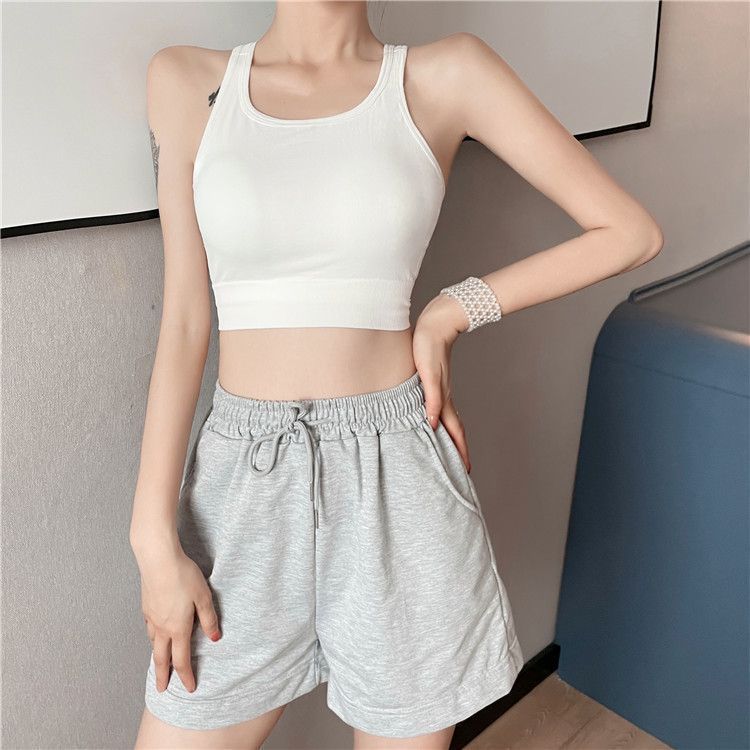 伸縮性抜群ノンワイヤーブラトップタンクトップ