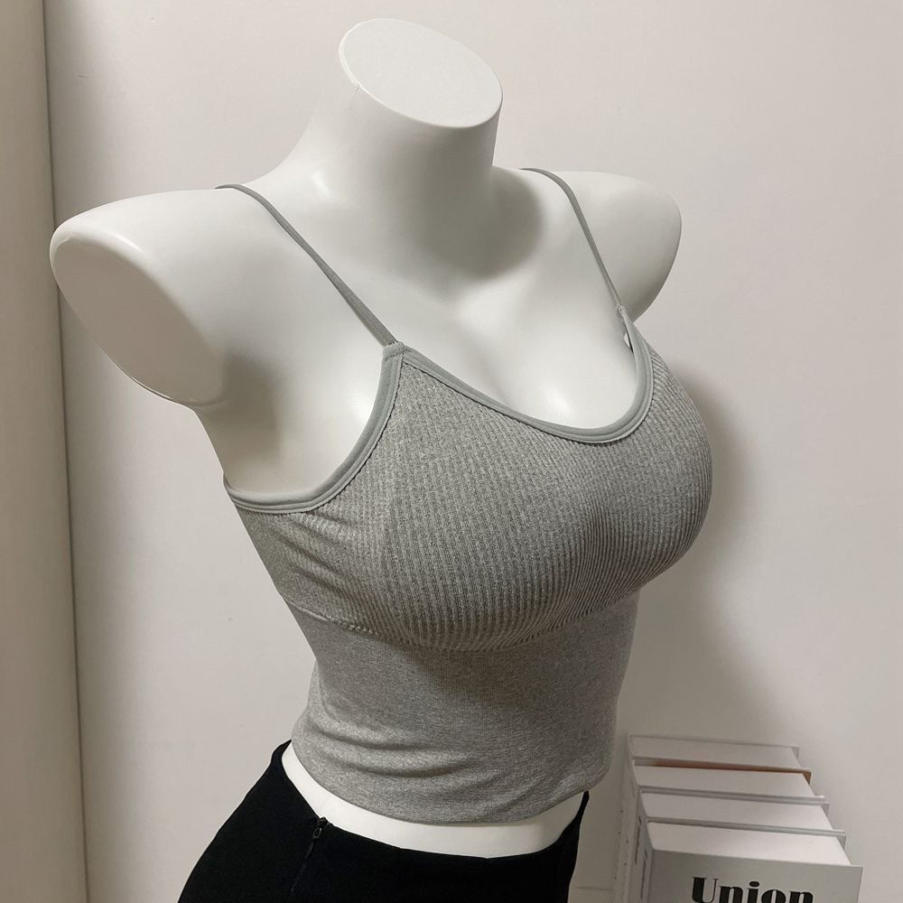 ブラトップ リブ編み美胸キャミソール
