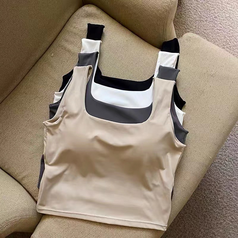 胸パッド付きタンクトップ ブラトップ機能付き レディース 4色展開