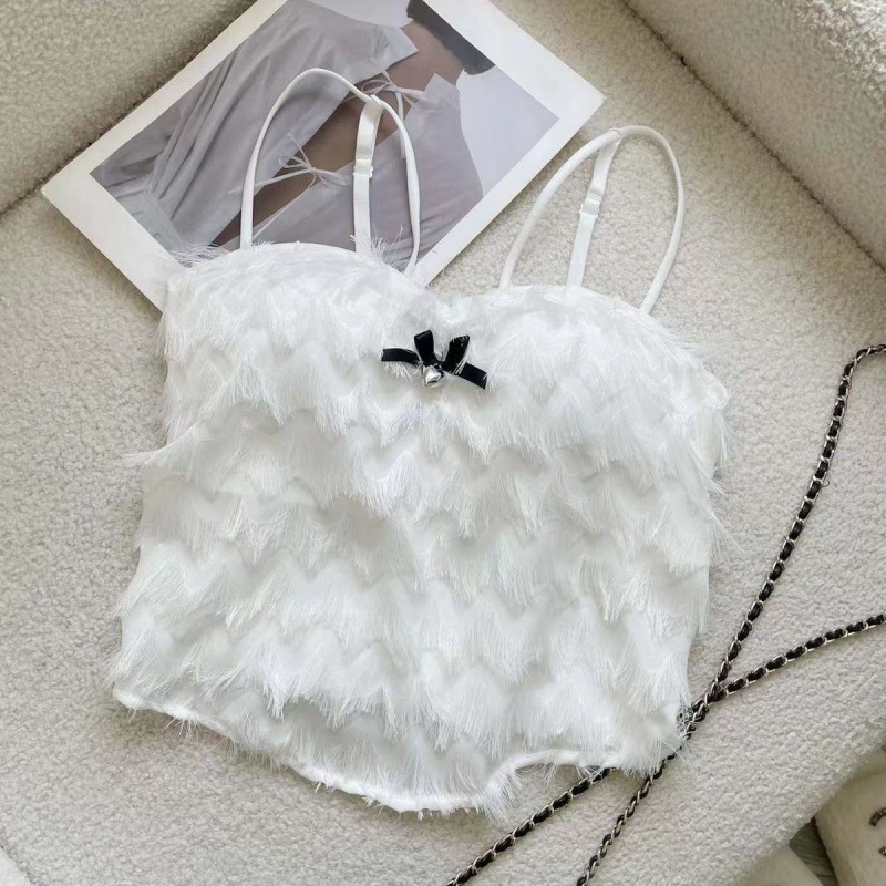 ブラトップ 胸パッド付きフリンジキャミソール レディース6色展開