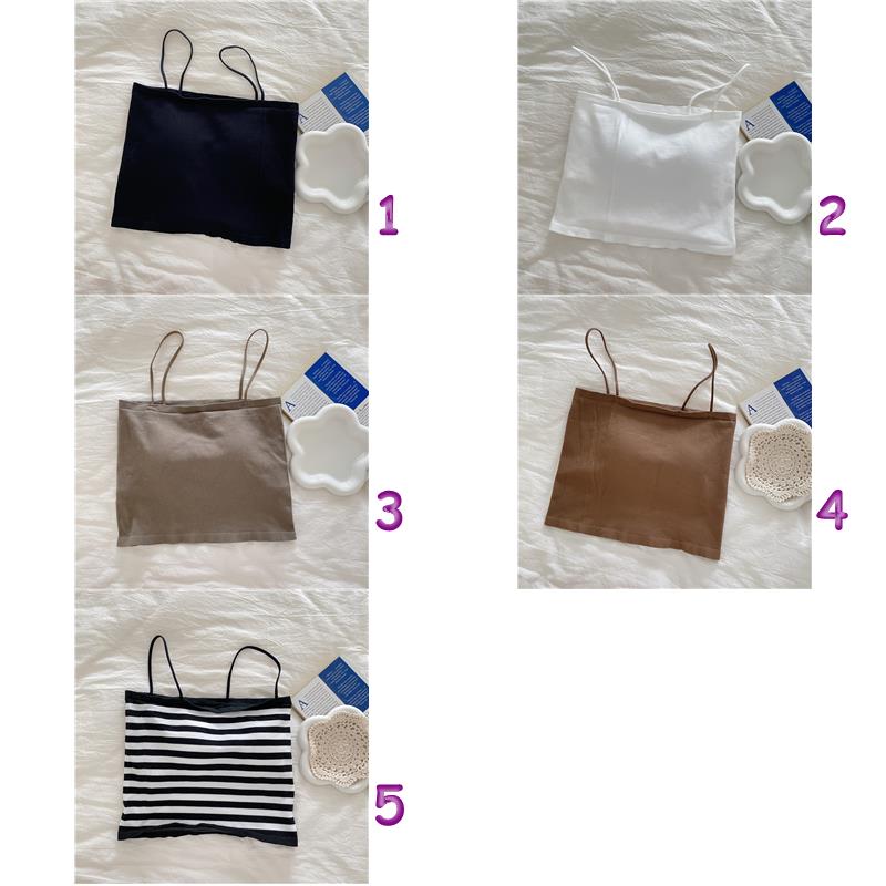 胸パッド付きキャミソール ボーダー柄ブラトップ 5色展開
