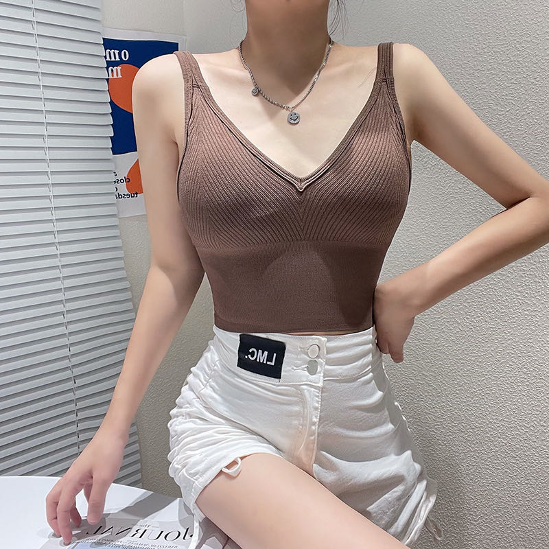 ブラトップ 美シルエット リブ編み タンクトップ