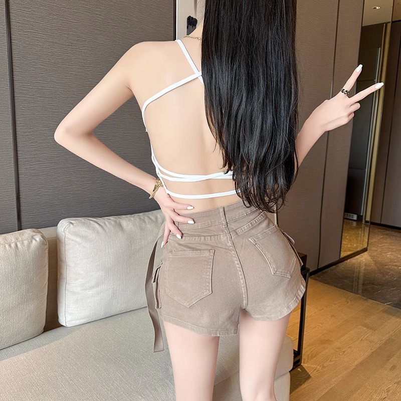 美背中クロスストラップブラトップ