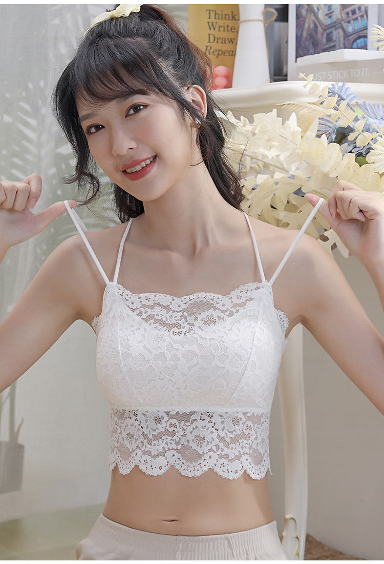 繊細花柄レースブラトップ